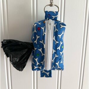 DOG POOP BAG HOLDER - DOG BONES PRINT - hand crafted